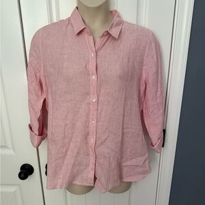 Barbour Mariner NWOT Pink Stripe Linen Shirt  -  Medium